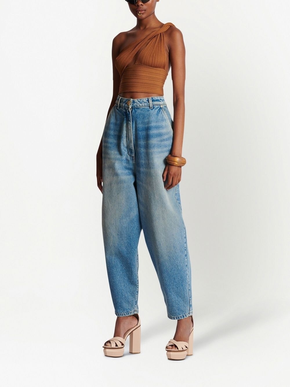 high-waisted tapered jeans - 2