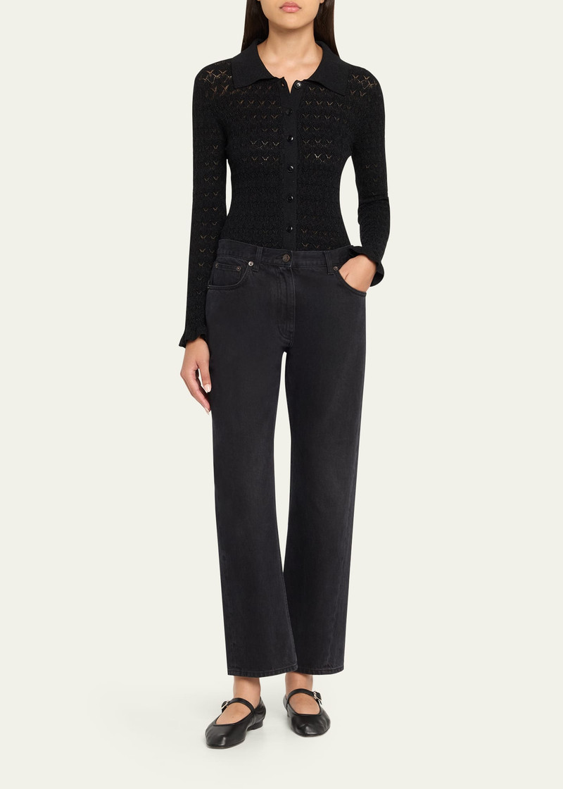 Sea Ruby Long-Sleeve Pointelle Knit Cardigan outlook