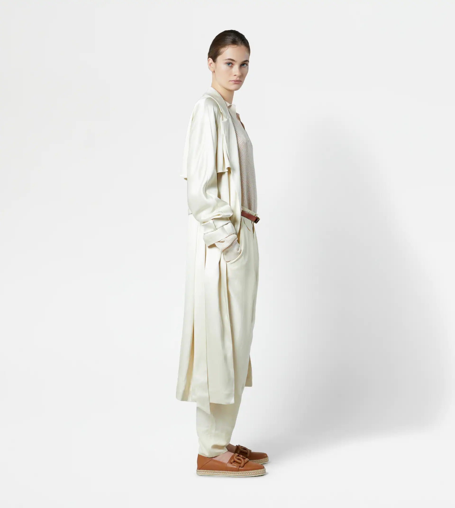 VISCOSE TRENCH COAT - WHITE - 4