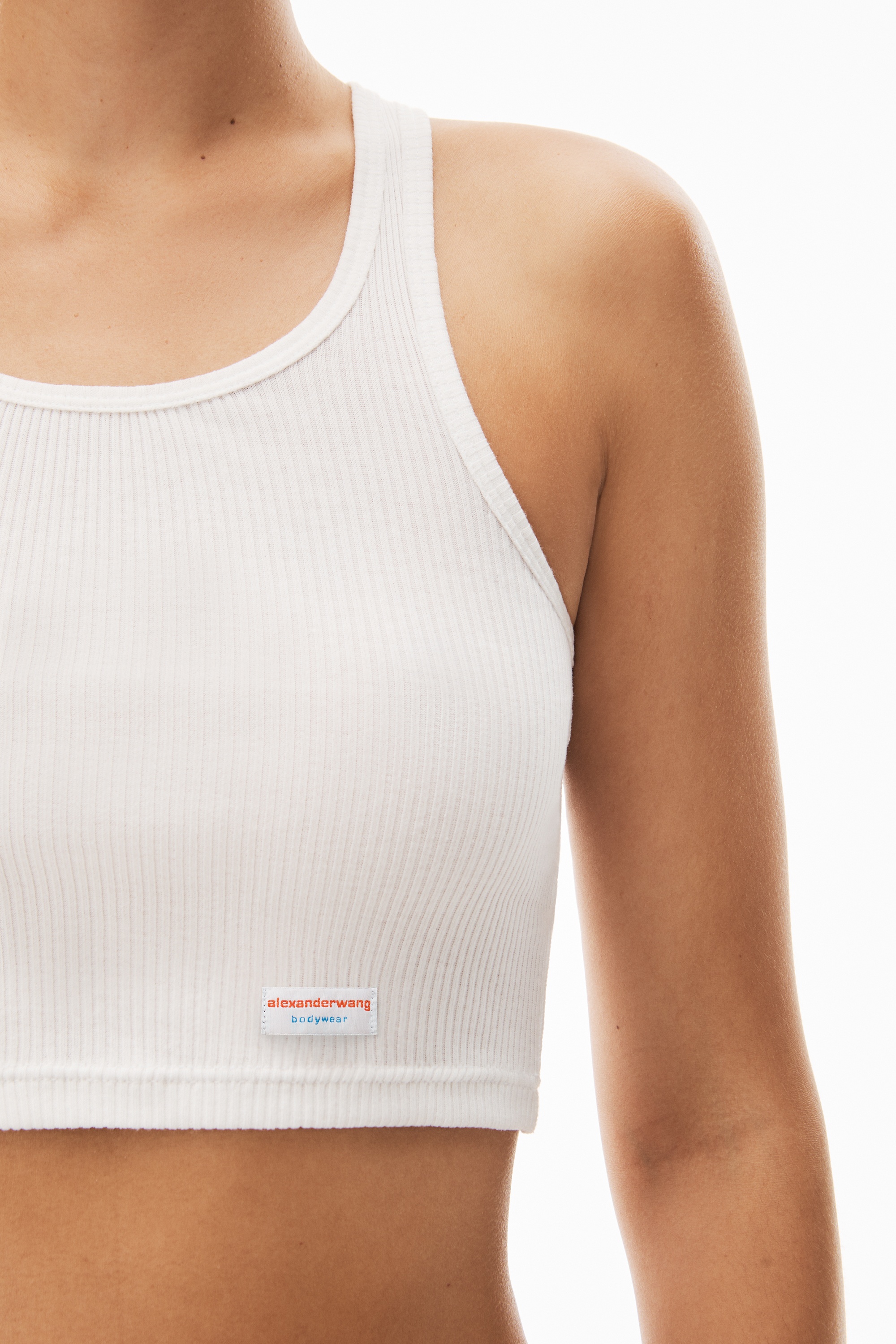 Cropped Racerback Tank in Ribbed Cotton Jersey - 6