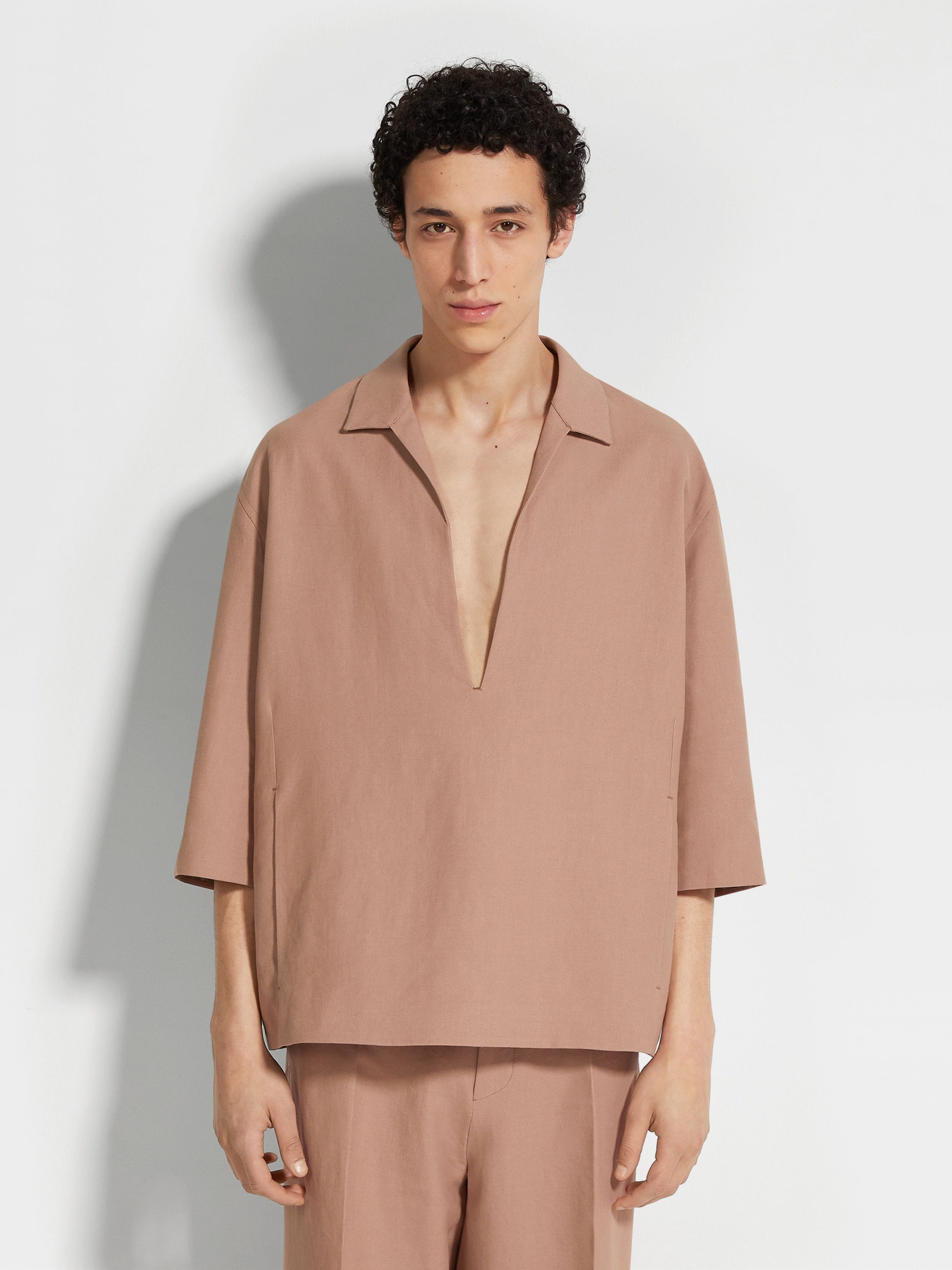 LIGHT BROWN OASI LINO SHIRT - 4