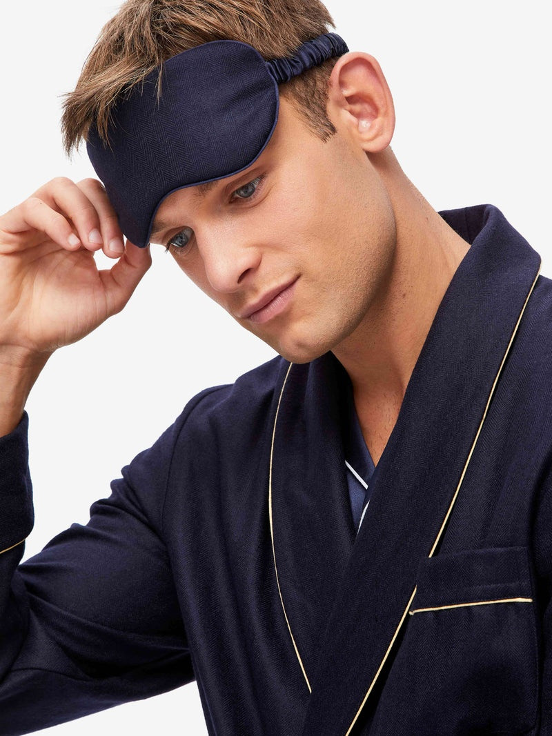 Derek Rose Eye Mask Duke Cashmere Navy outlook