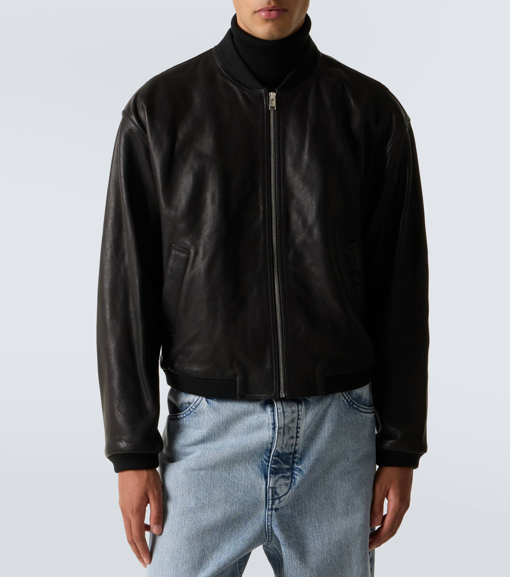 Leather bomber jacket - 3