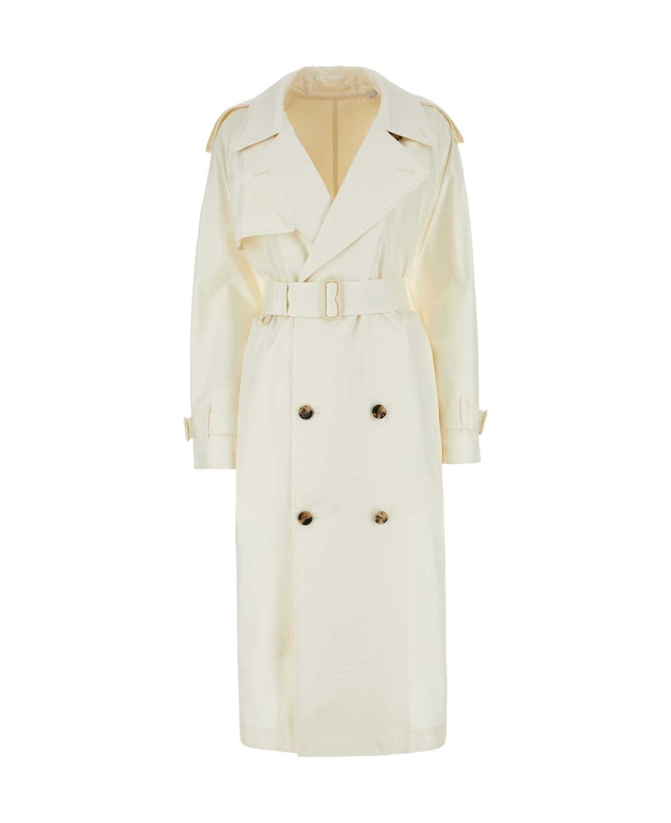 Ivory Silk Trench Coat - 1