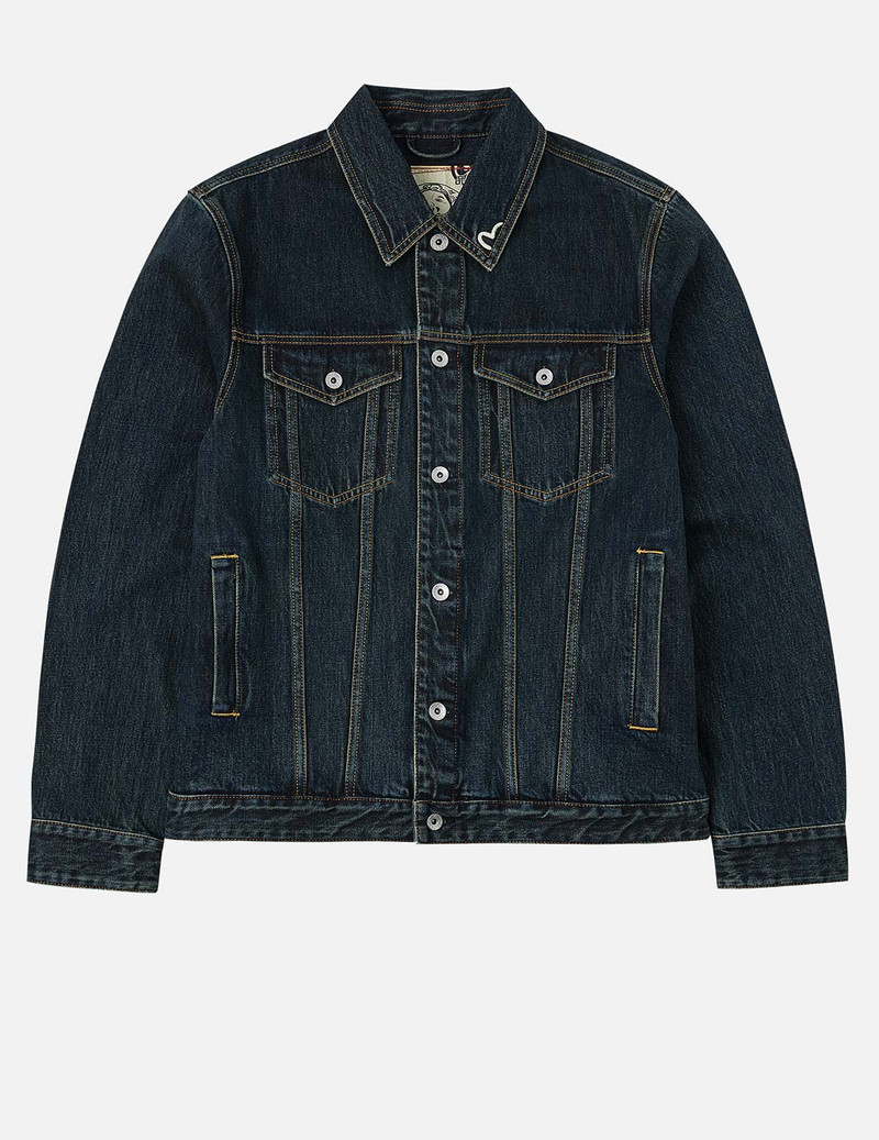 Washed Brushstroke Daicock Print Regular Fit Denim Jacket - 1