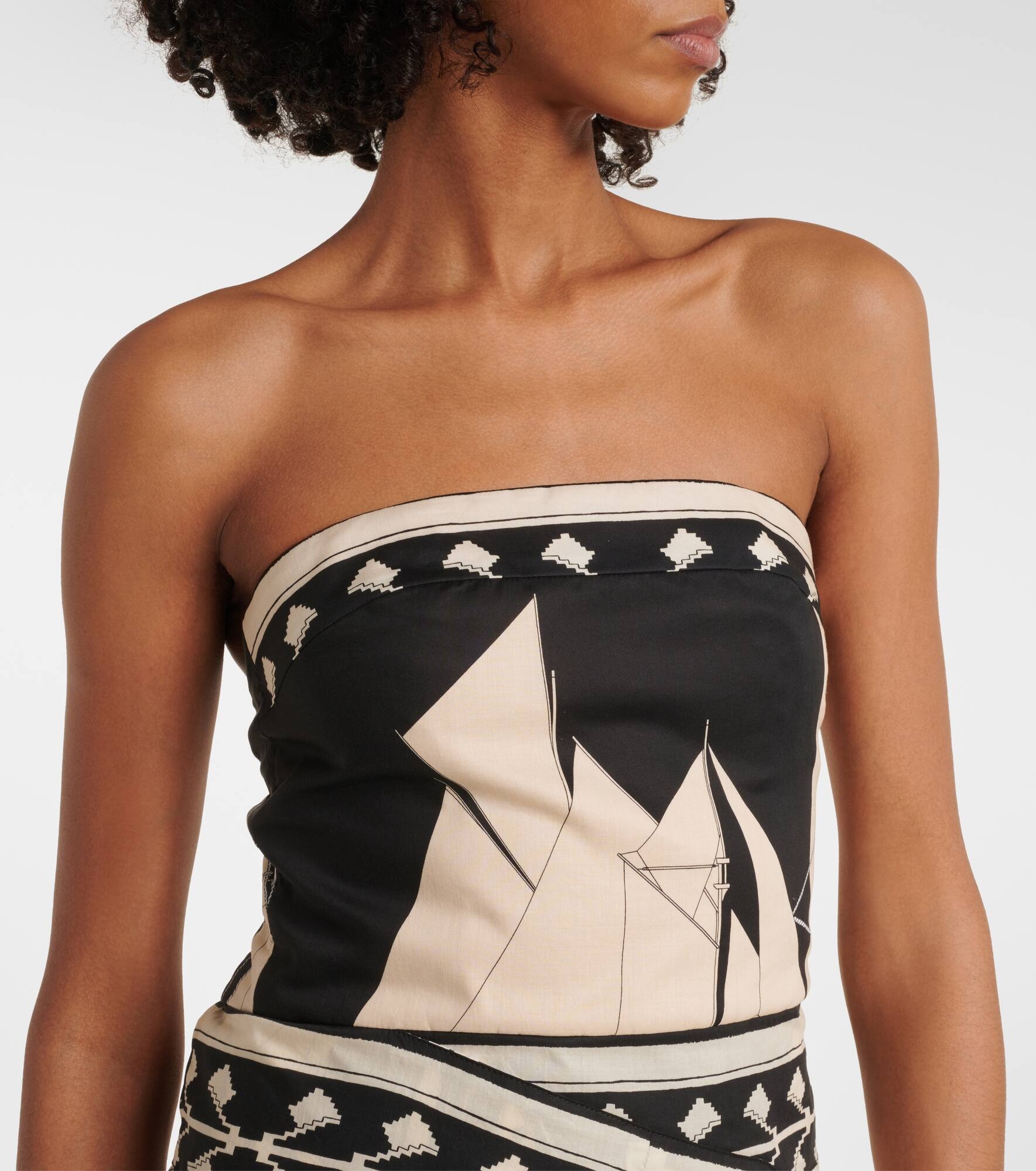 Printed strapless midi dress - 4