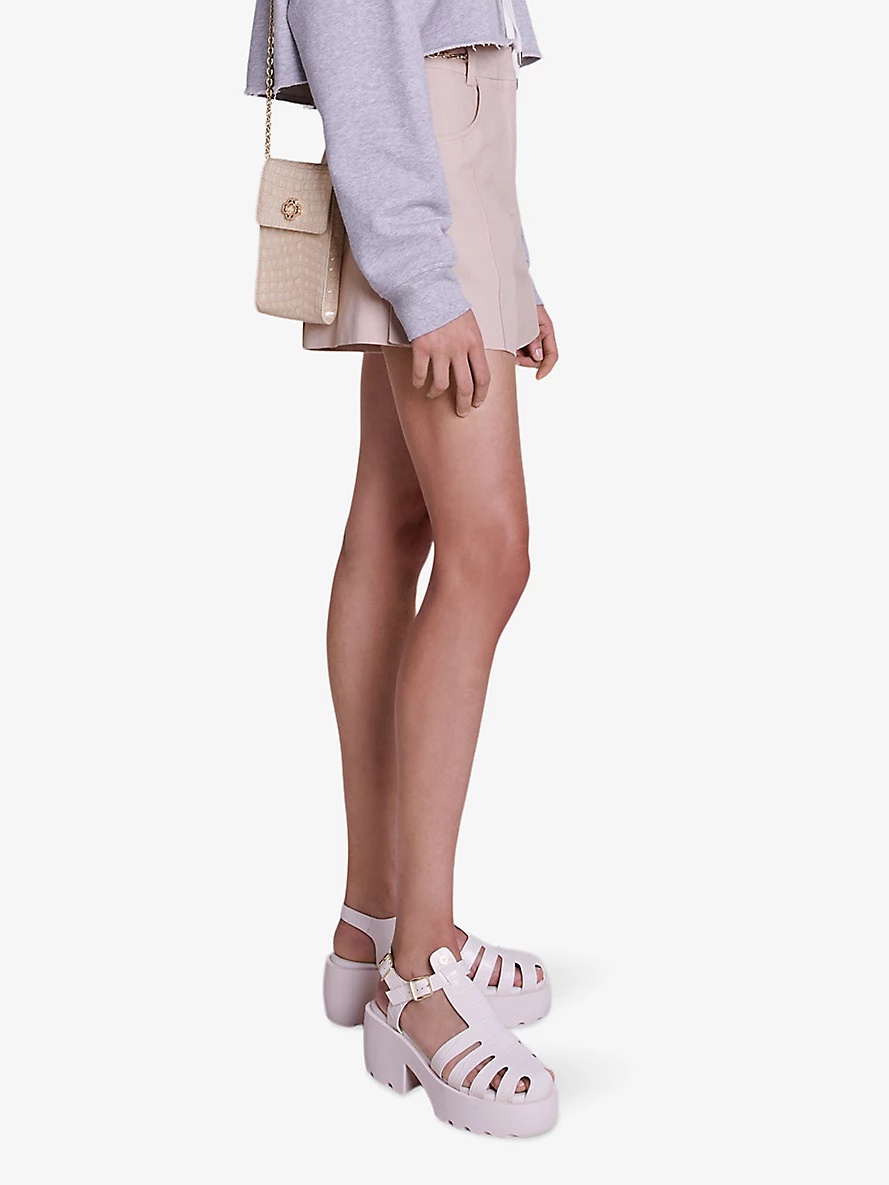 Curb-chain high-rise linen and cotton-blend shorts - 3