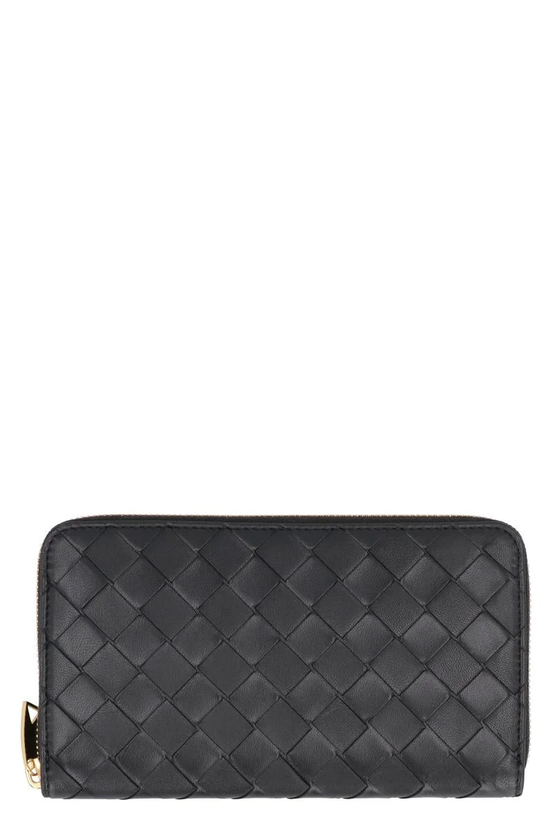 BOTTEGA VENETA LEATHER ZIP-AROUND WALLET - 1