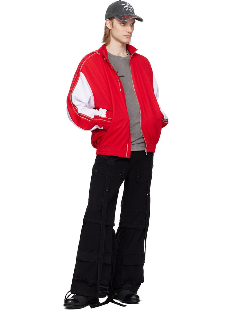 KUSIKOHC Red & White Full Zip Fleece Track Jacket outlook