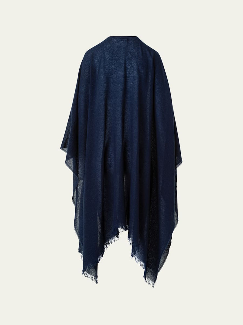AKRIS Metallic Wool-Cashmere Fringed Cape Scarf outlook