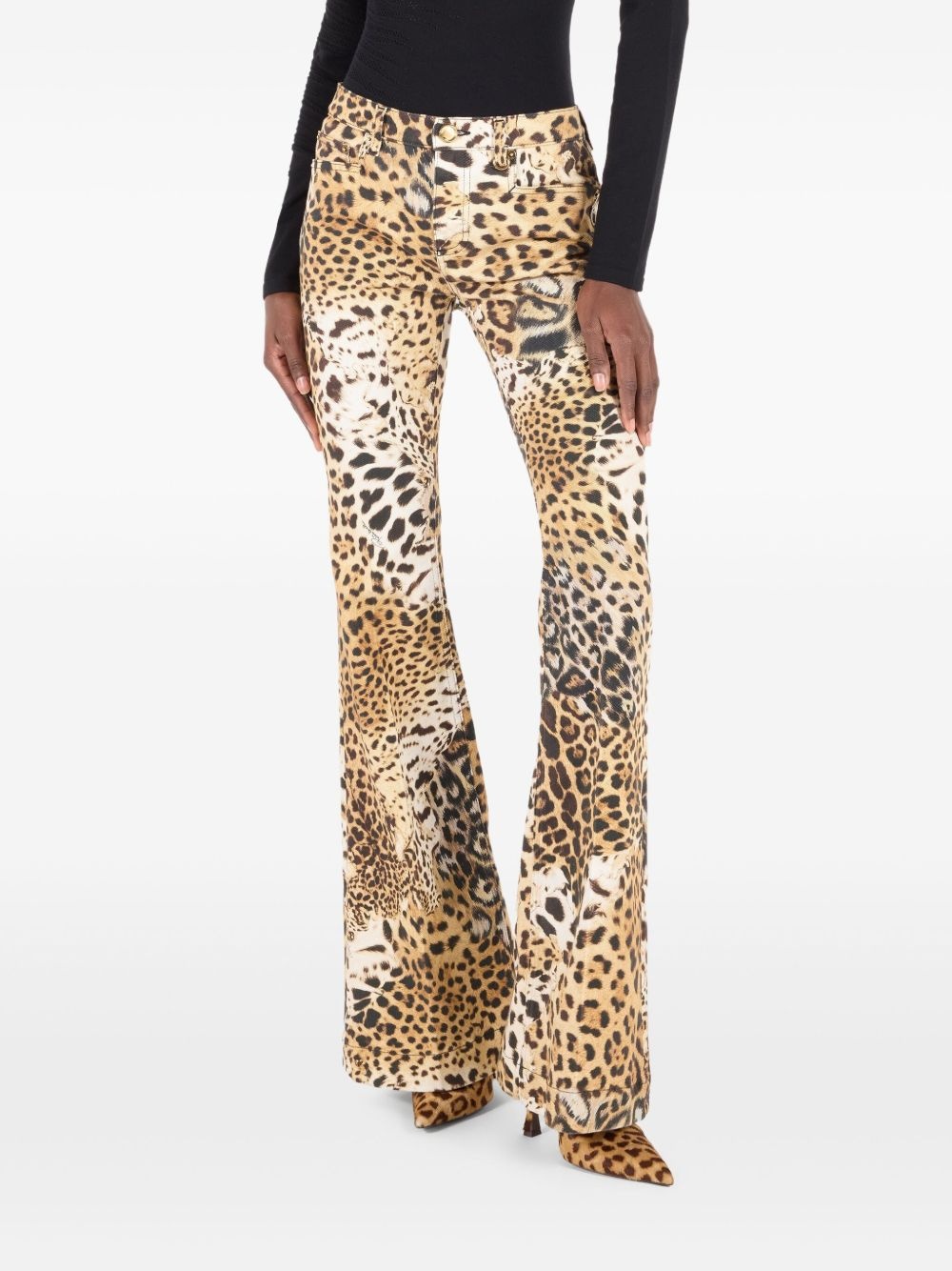 leopard-print flared jeans - 3
