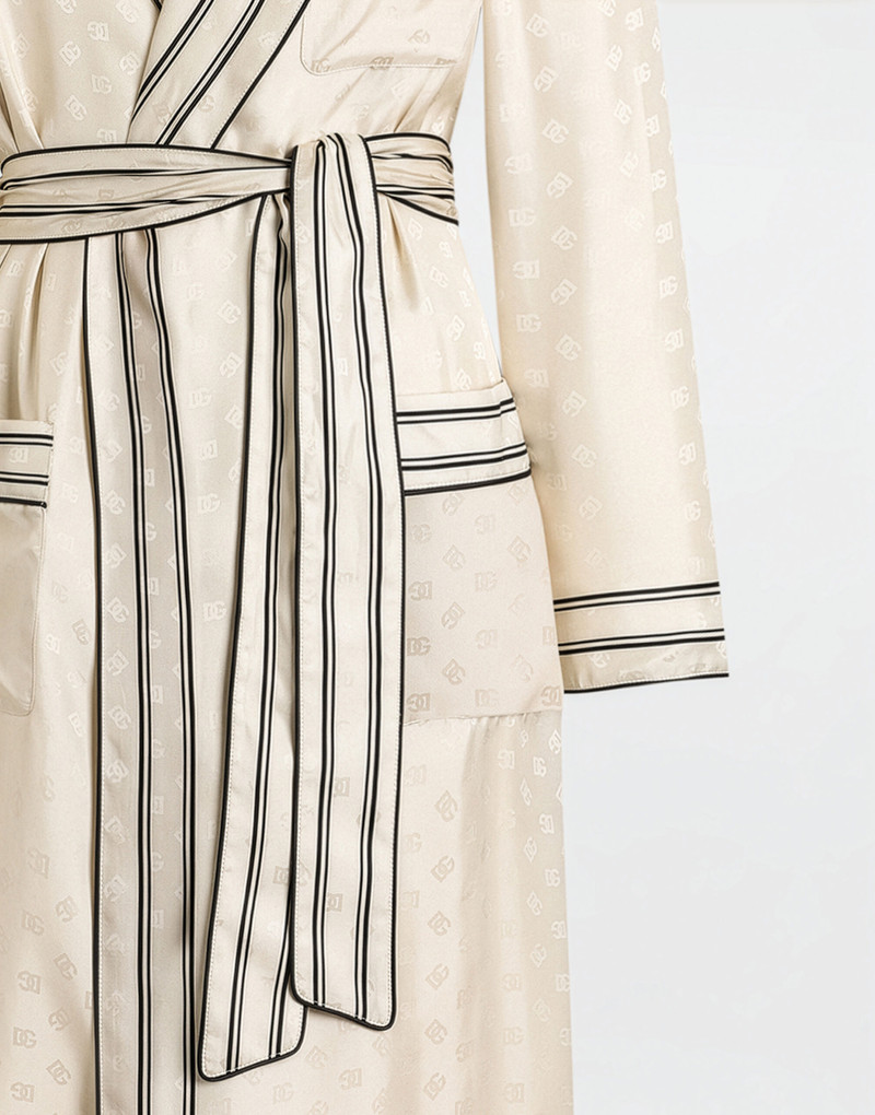 Dolce & Gabbana Logo and stripe-print twill robe outlook
