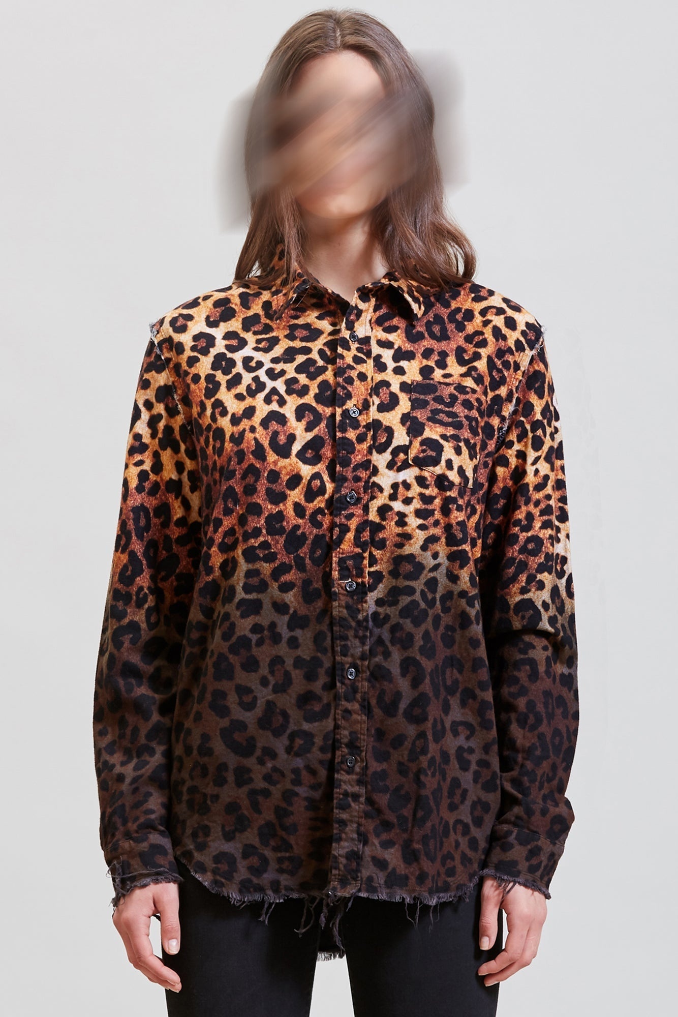 SHREDDED SEAM SHIRT - DIP-DYE LEOPARD | R13 - 3