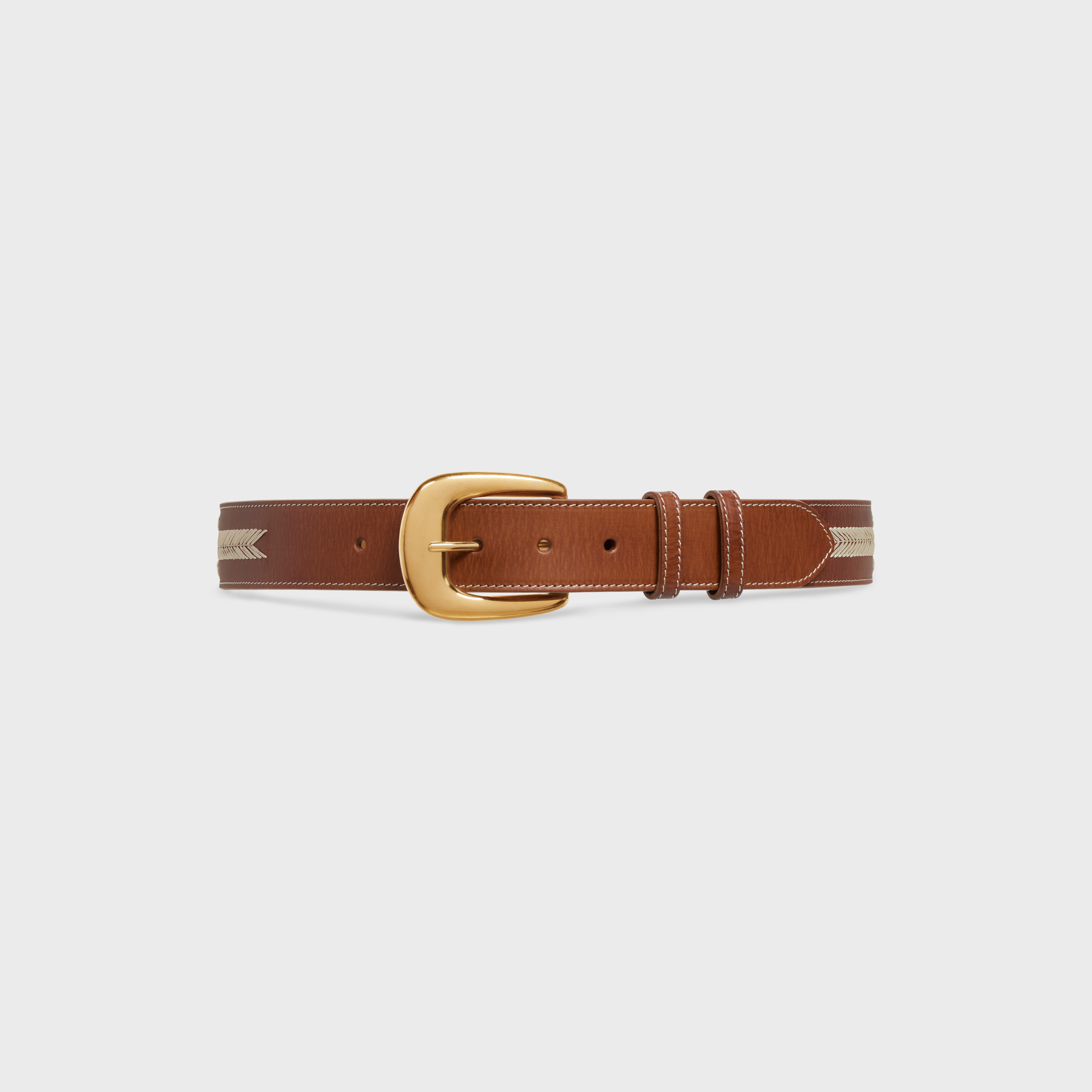 LARGE WESTERN BELT in VINTAGE CALFSKIN WITH TRIOMPHE EMBROIDERY - 1