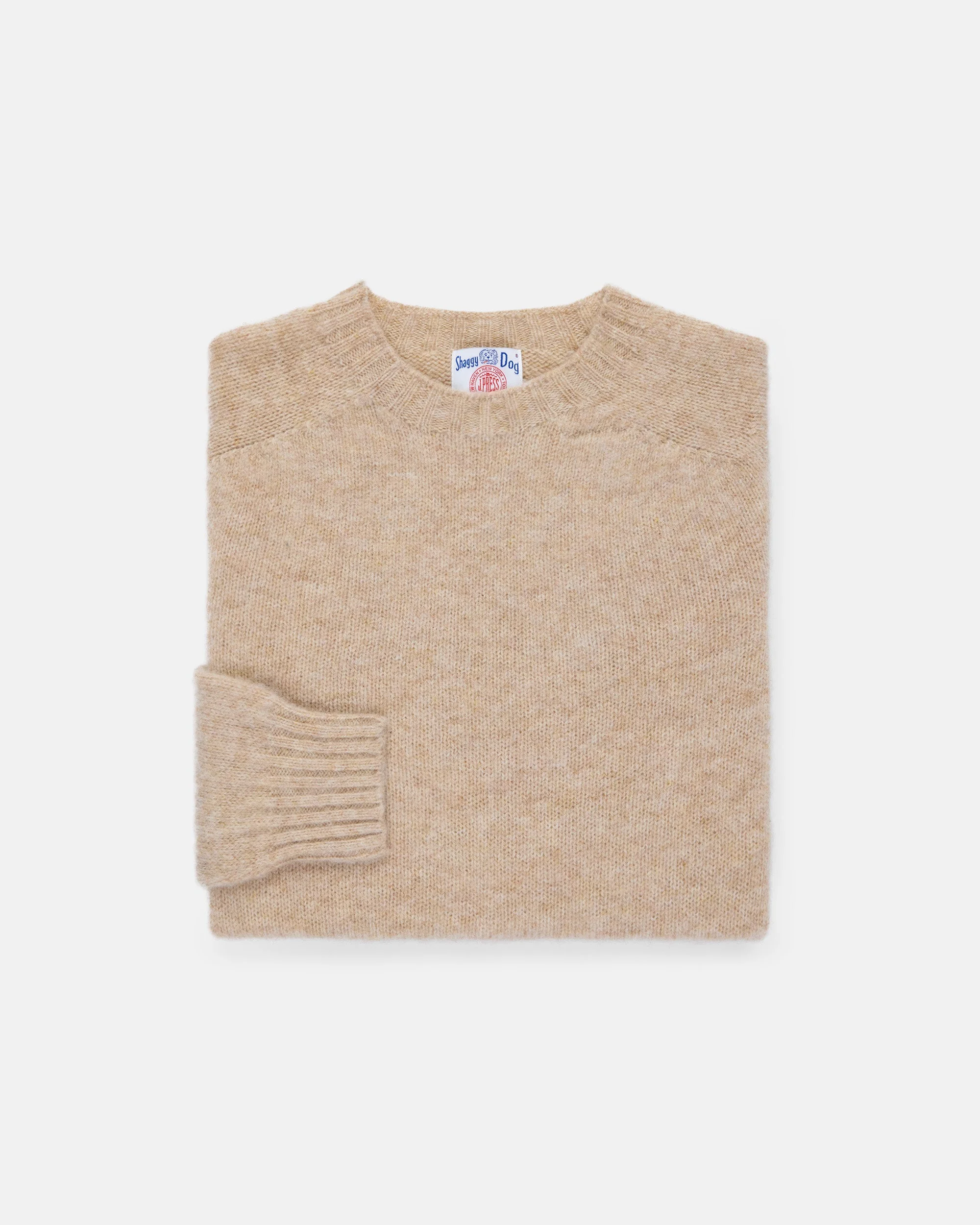 MADE-IN-SCOTLAND LIGHT TAN SHAGGY DOG SWEATER - TRIM FIT - 1