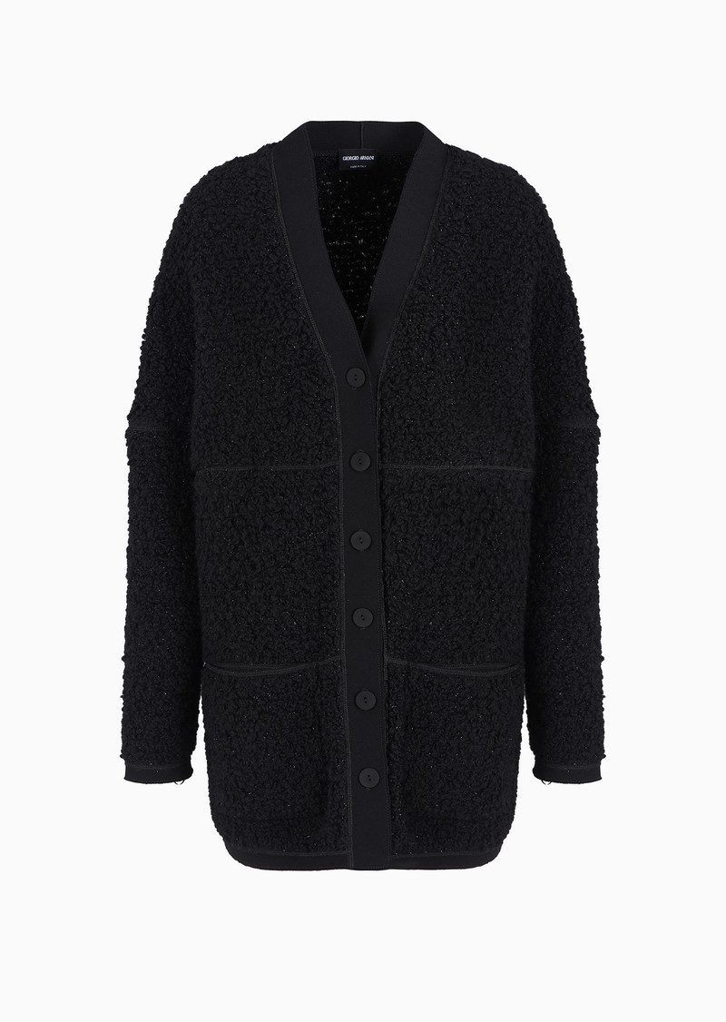Long bouclé-effect wool-jersey cardigan - 1