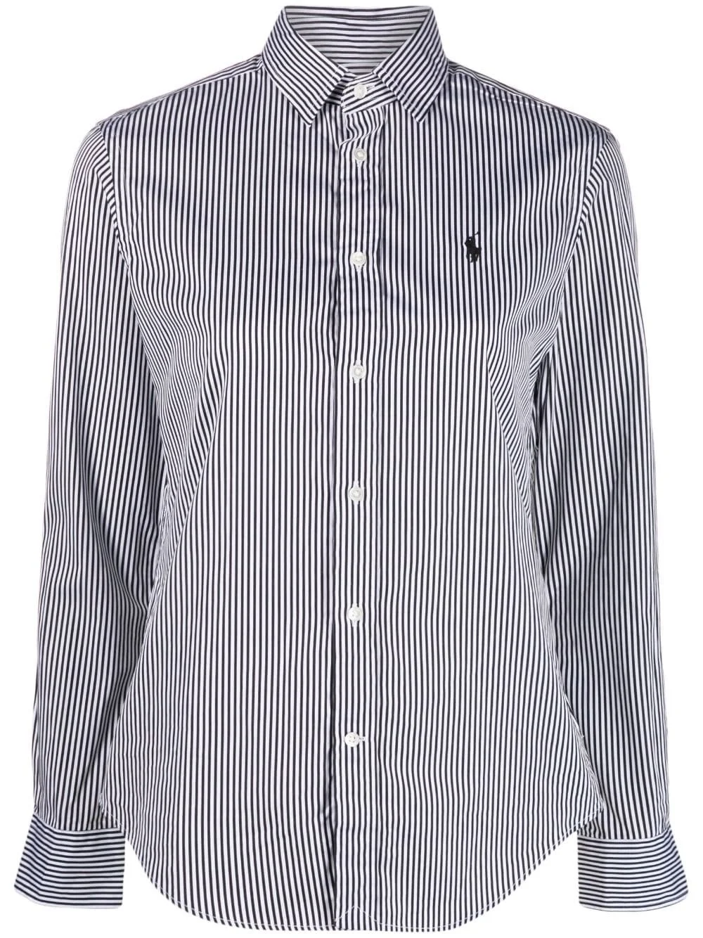 striped logo-embroidered shirt - 1