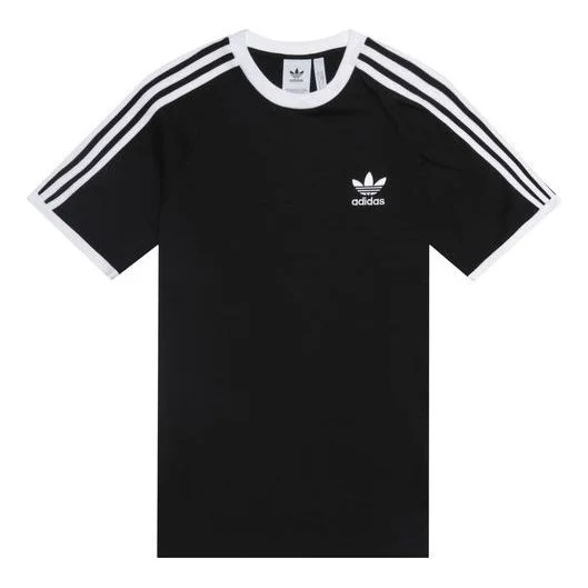 adidas originals 3-Stripes Tee Casual Loose Round Neck Logo Stripe Short Sleeve Black CW1202 - 1