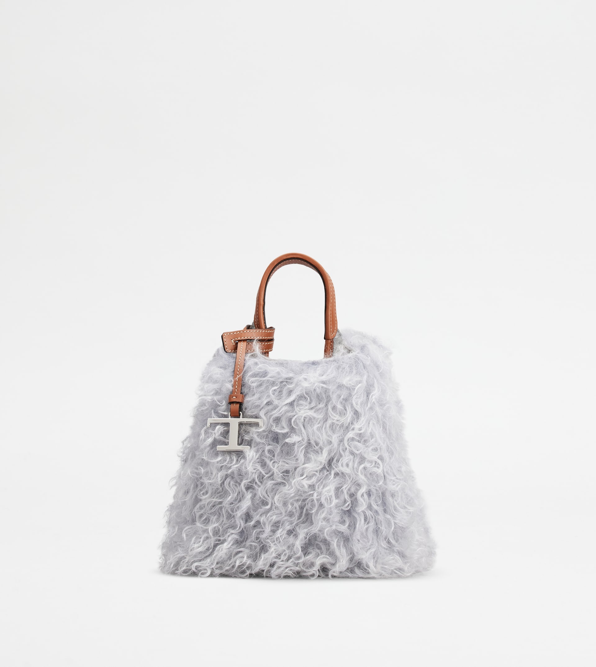 TOD'S MICRO BAG IN MOHAIR AND LEATHER MICRO - GREY, BROWN - 1