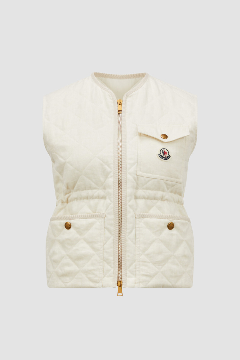 Vigny Diamond-Quilted Padded Linen Vest 1