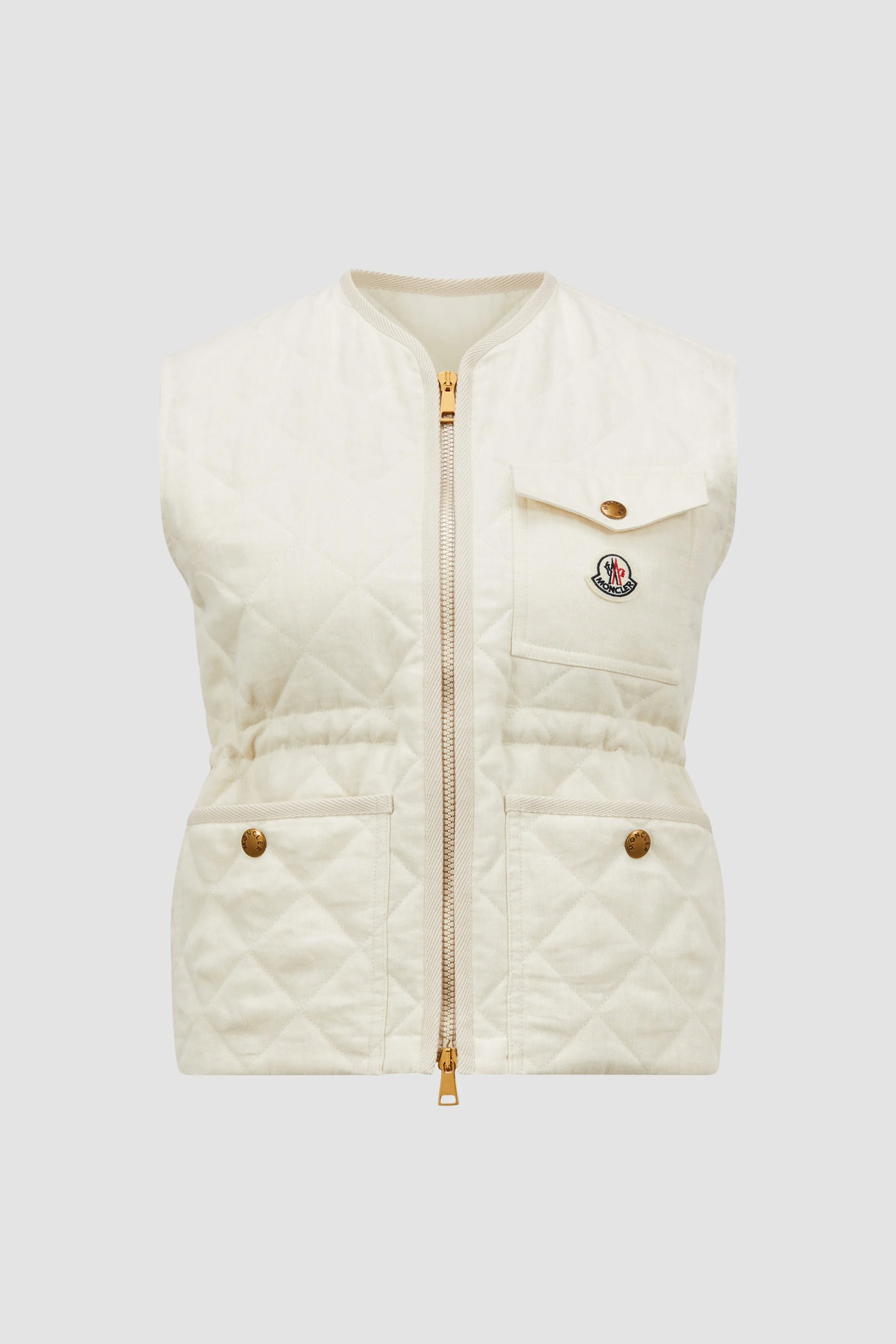 Vigny Diamond-Quilted Padded Linen Vest - 1