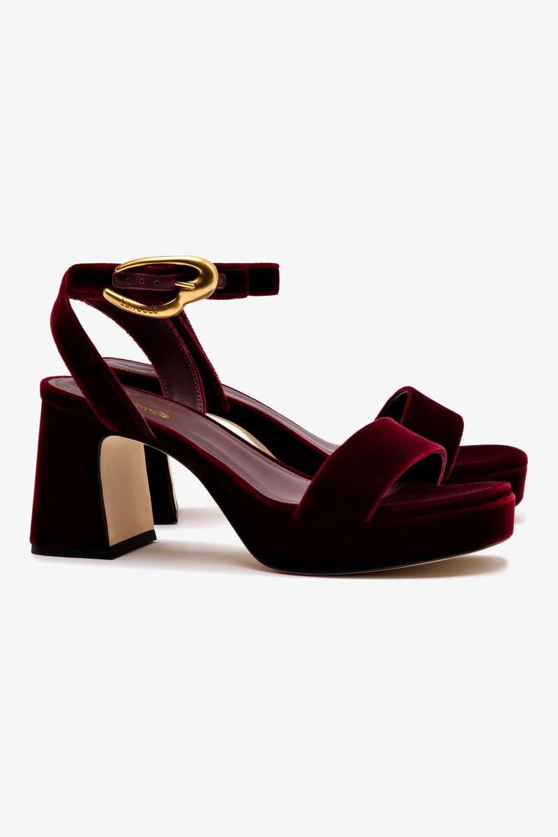 Dolly Verona Low Sandal In Wine Velvet 3