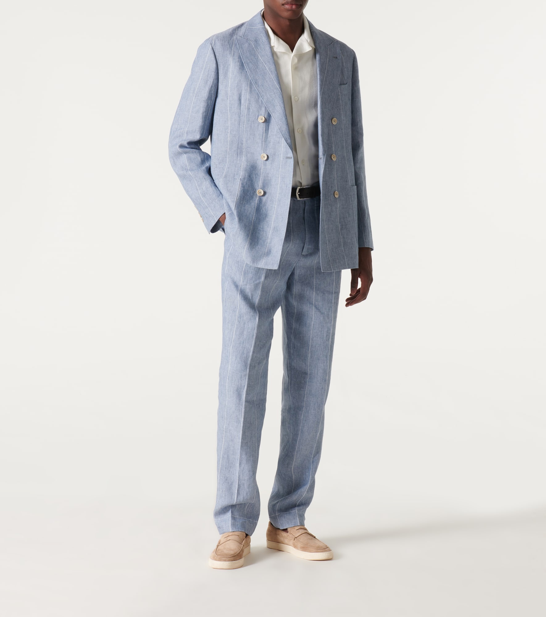 Striped double-breasted linen suit - 2