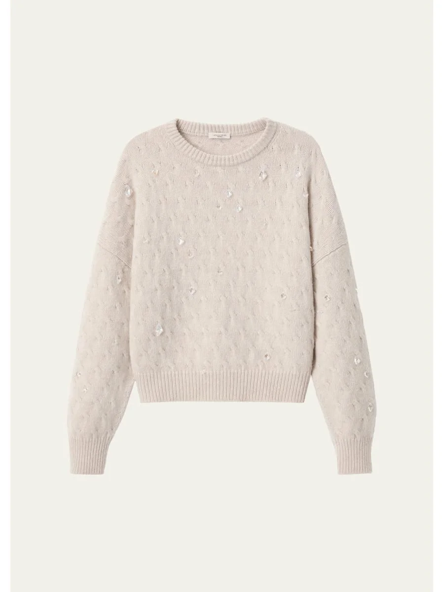 Cable-Knit Swarovski Crystal Sweater - 1