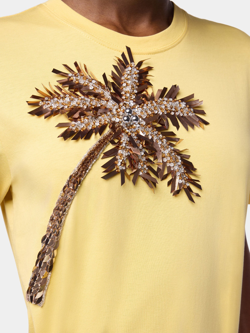 T-SHIRT IN YELLOW COTTON WITH PALM TREE-SHAPED EMBROIDERY 5