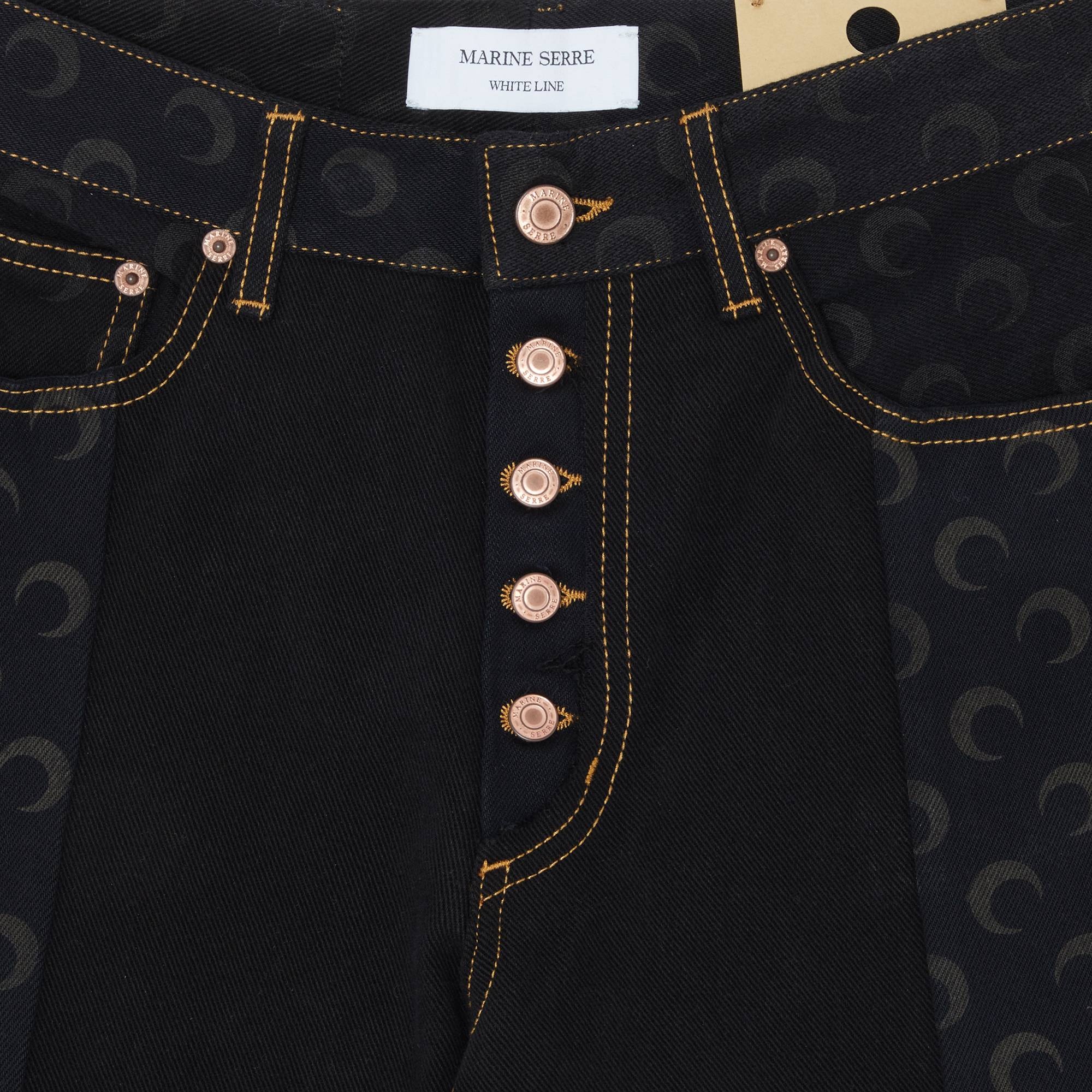 Marine Serre Moon Denim Boyfriend Trousers 'Black' - 3