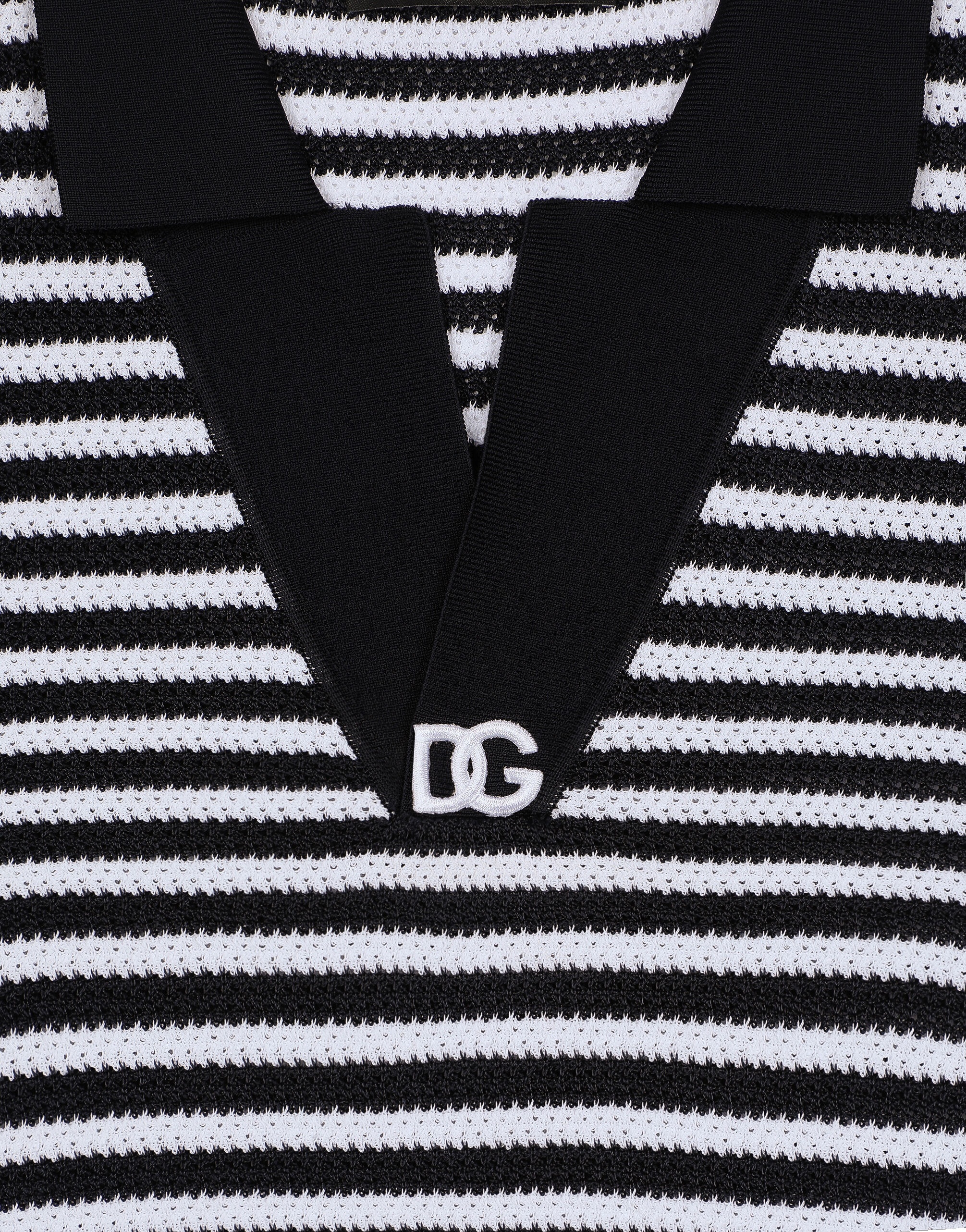 Striped cotton V-neck polo-shirt with DG logo - 3