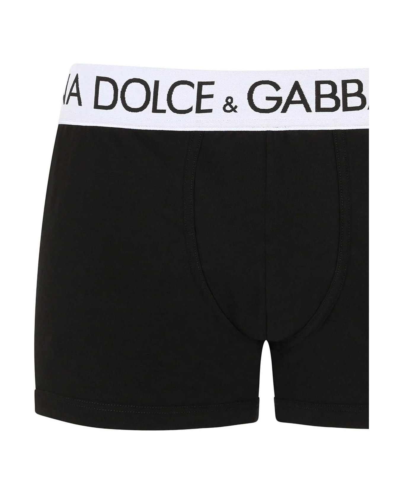 Black Boxer Briefs With Branded Waistband In Stretch Cotton Man - 3