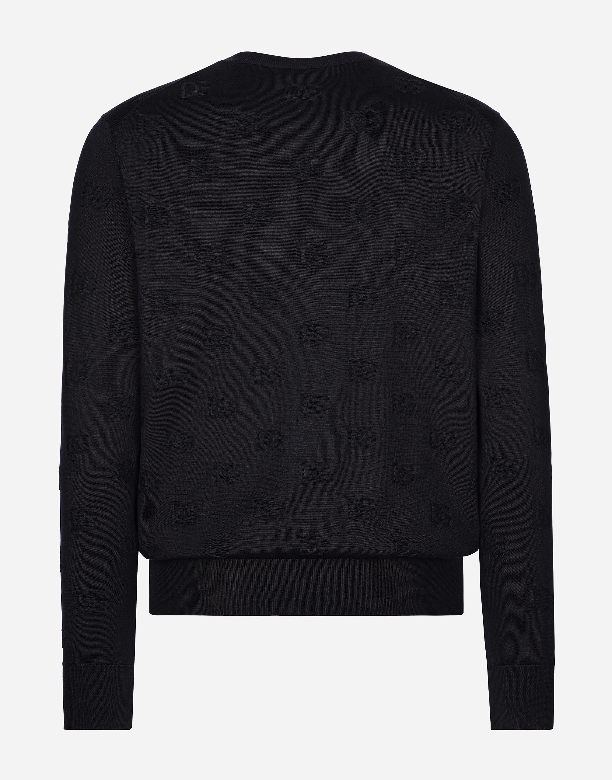 Silk round-neck sweater with all-over DG inlay - 2