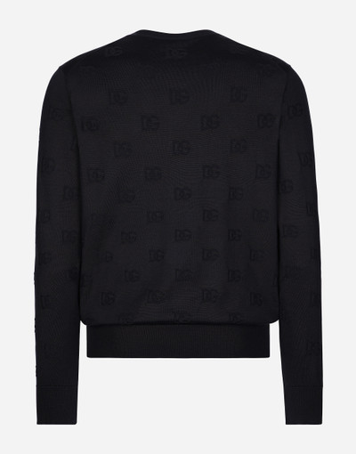 Dolce & Gabbana Silk round-neck sweater with all-over DG inlay outlook