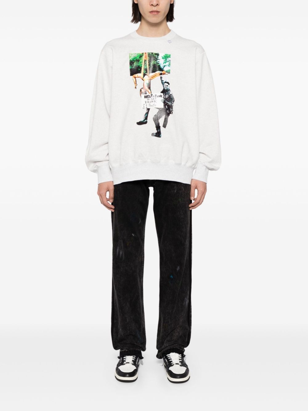 logo print cotton sweatshirt - 2