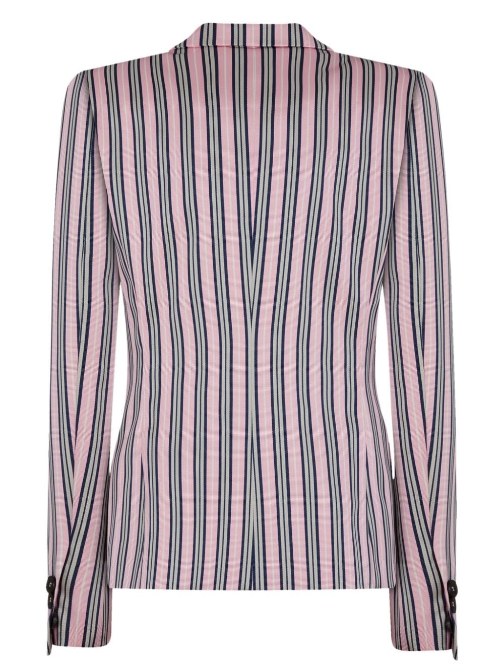 logo-patch striped blazer - 2