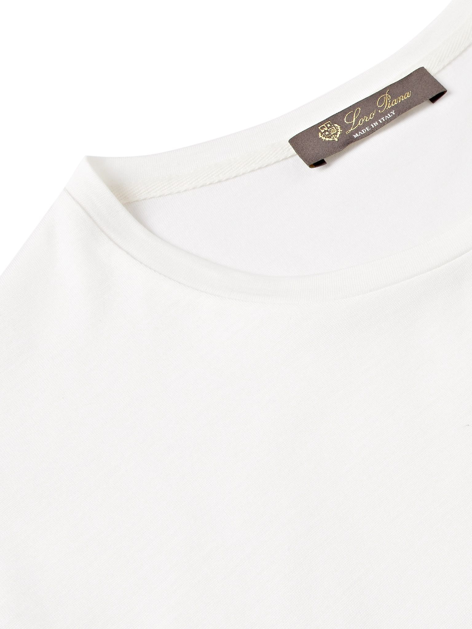Slim-Fit Silk and Cotton-Blend Jersey T-Shirt White - 5