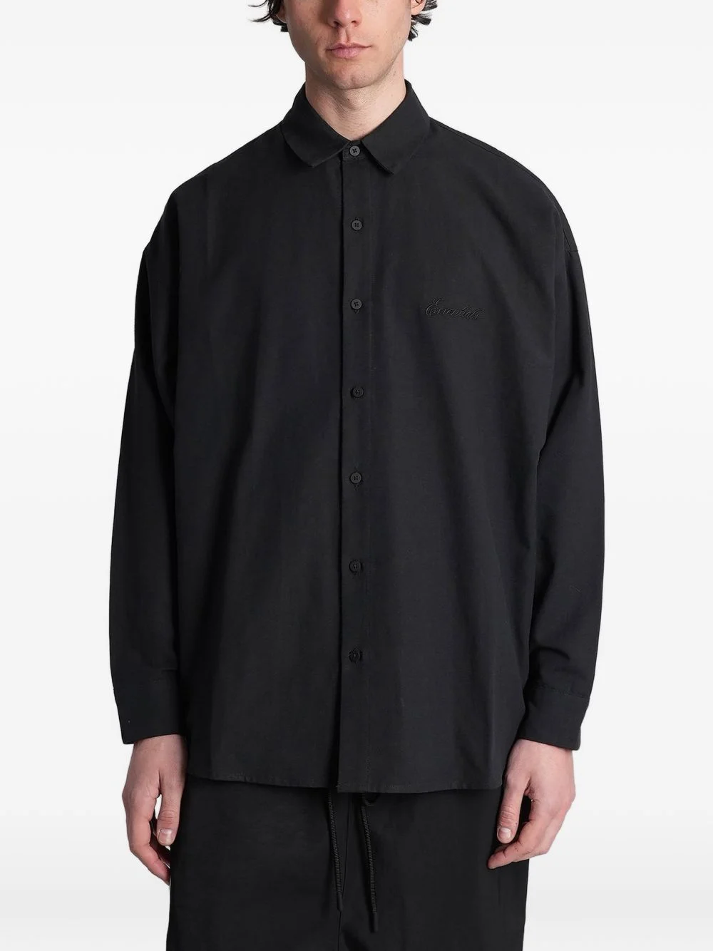 logo-embroidered long-sleeve shirt - 1