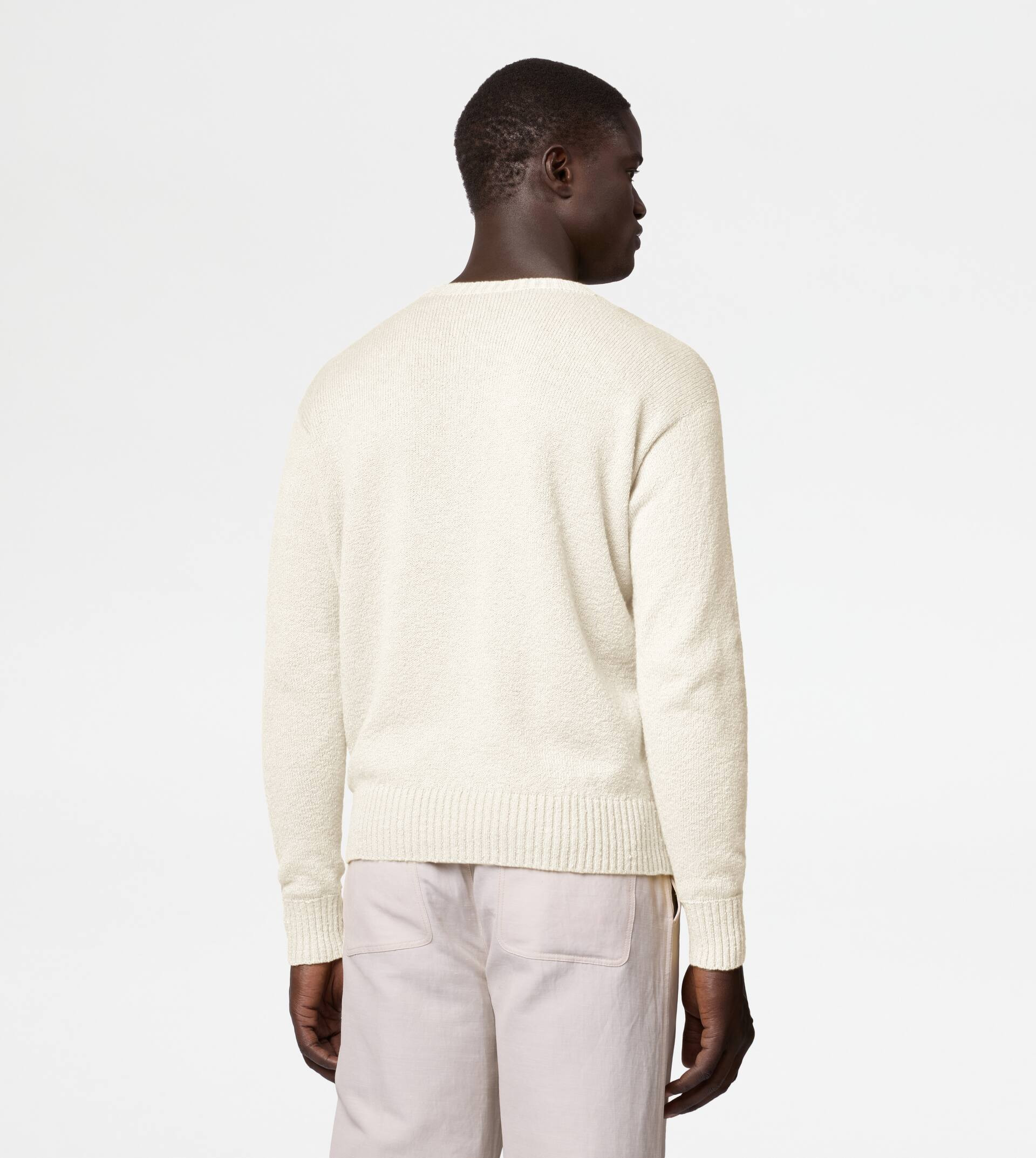 ROUND-NECK PULLOVER IN COTTON - OFF WHITE - 4
