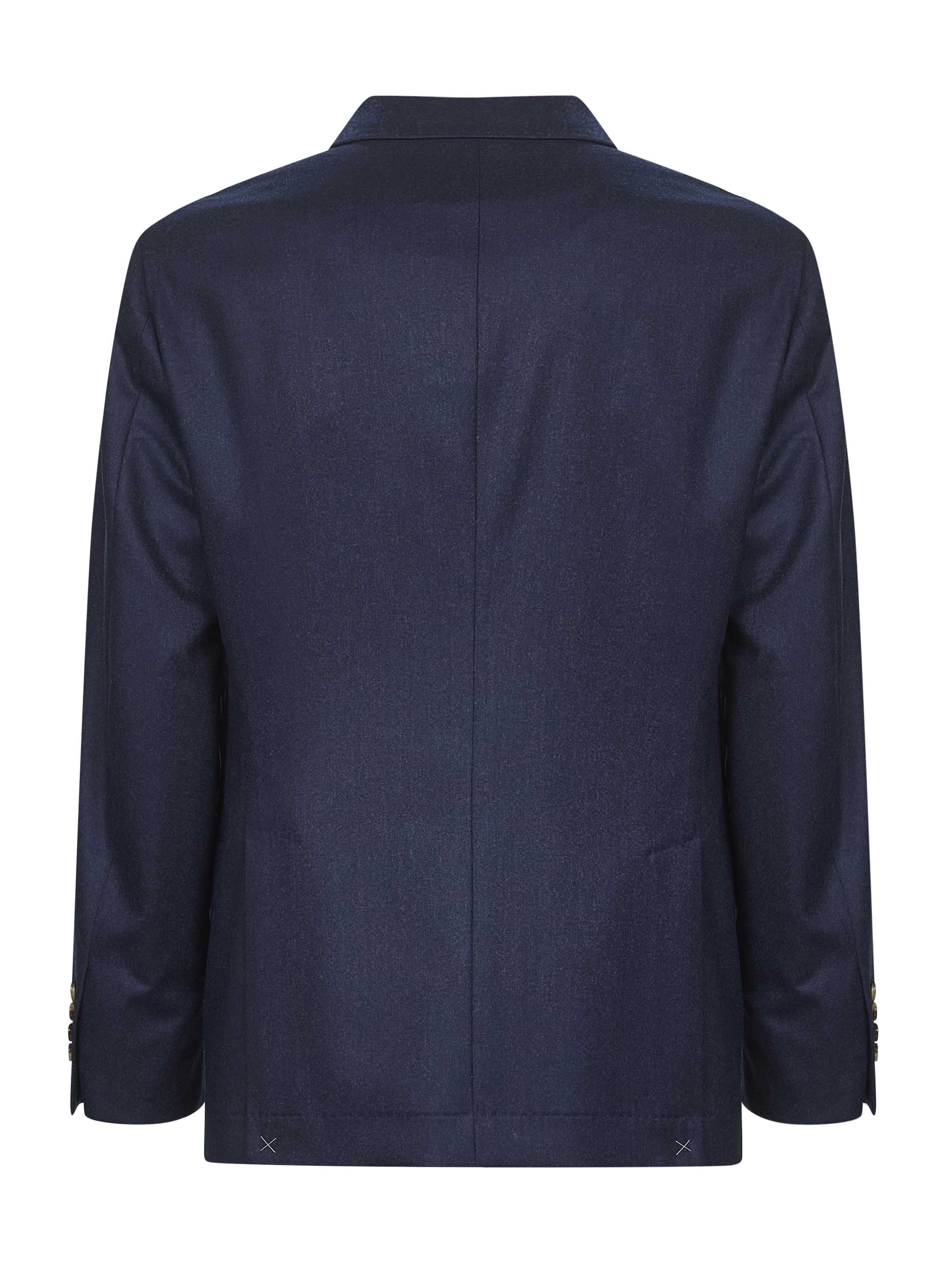 Brunello Cucinelli Men Blue Flannel Deconstructed Blazer - 2