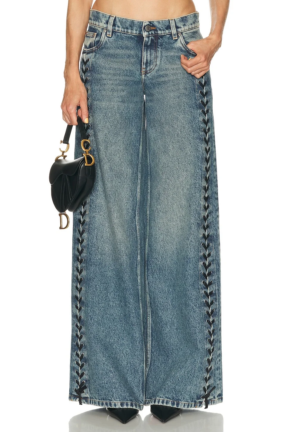 Laced Denim Wide Leg - 1