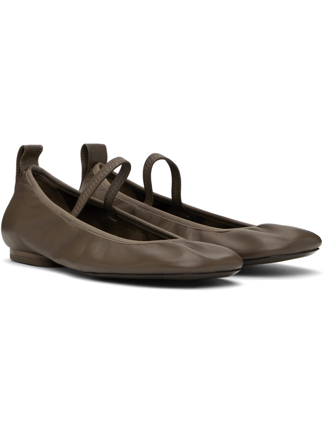 Taupe Square Flat Ballerina Flats - 4