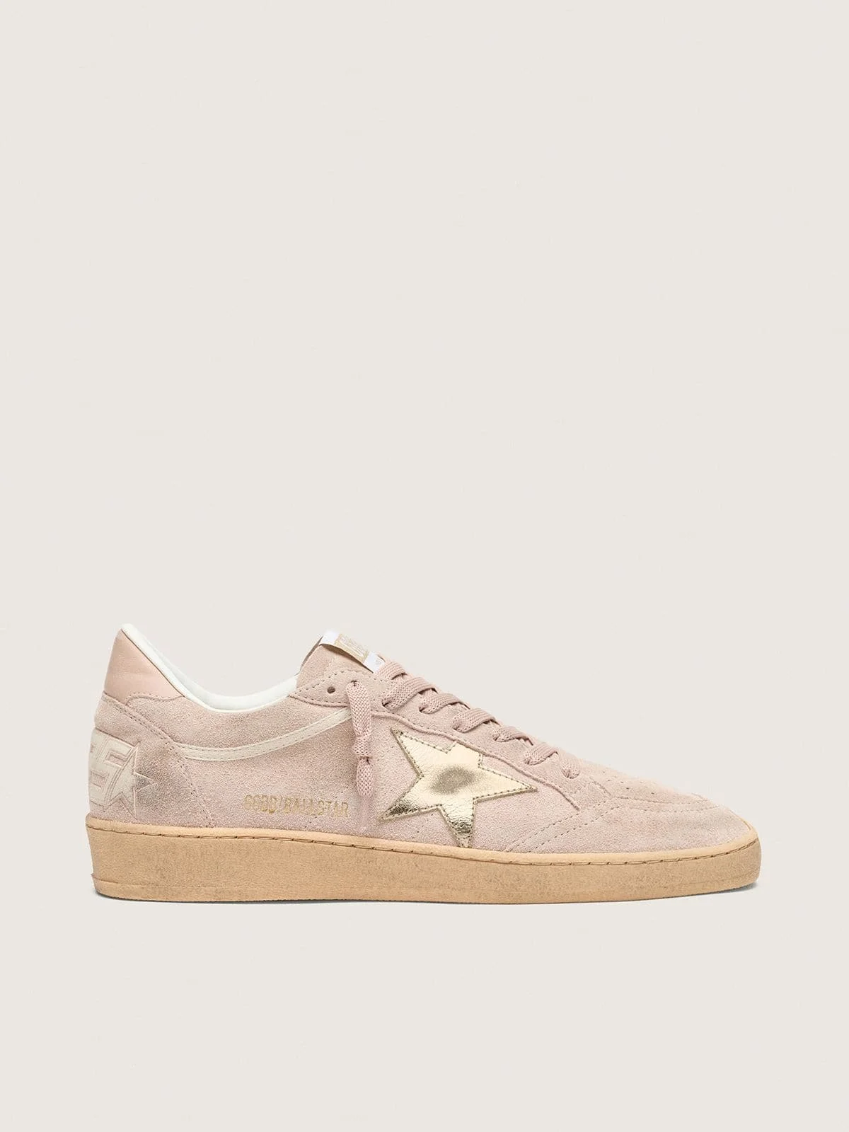Women's Ball Star in powder-pink suede with metallic gold star - 1