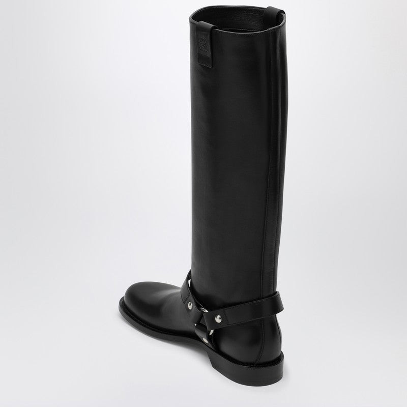 Loewe Campo Biker High Boot In Black Calfskin Leather Women - 2