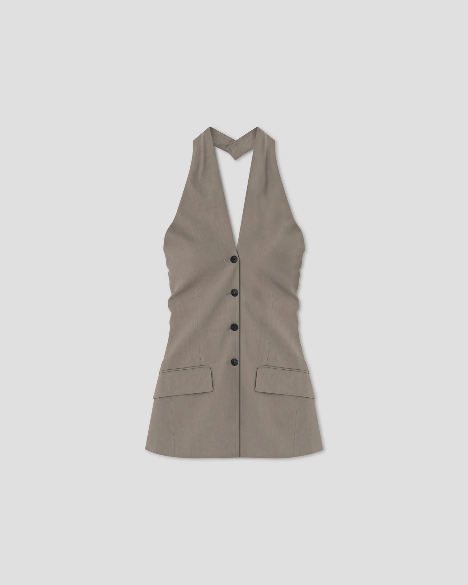 Linen Suiting Tailored Halterneck Top - 1