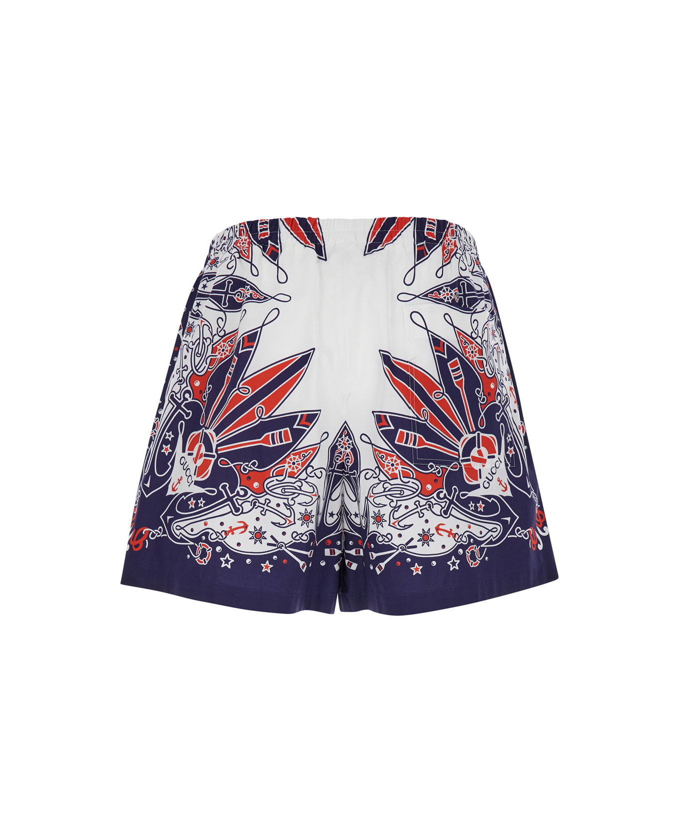 Blue Shorts With Gucci Bandana Print In Cotton Man - 2
