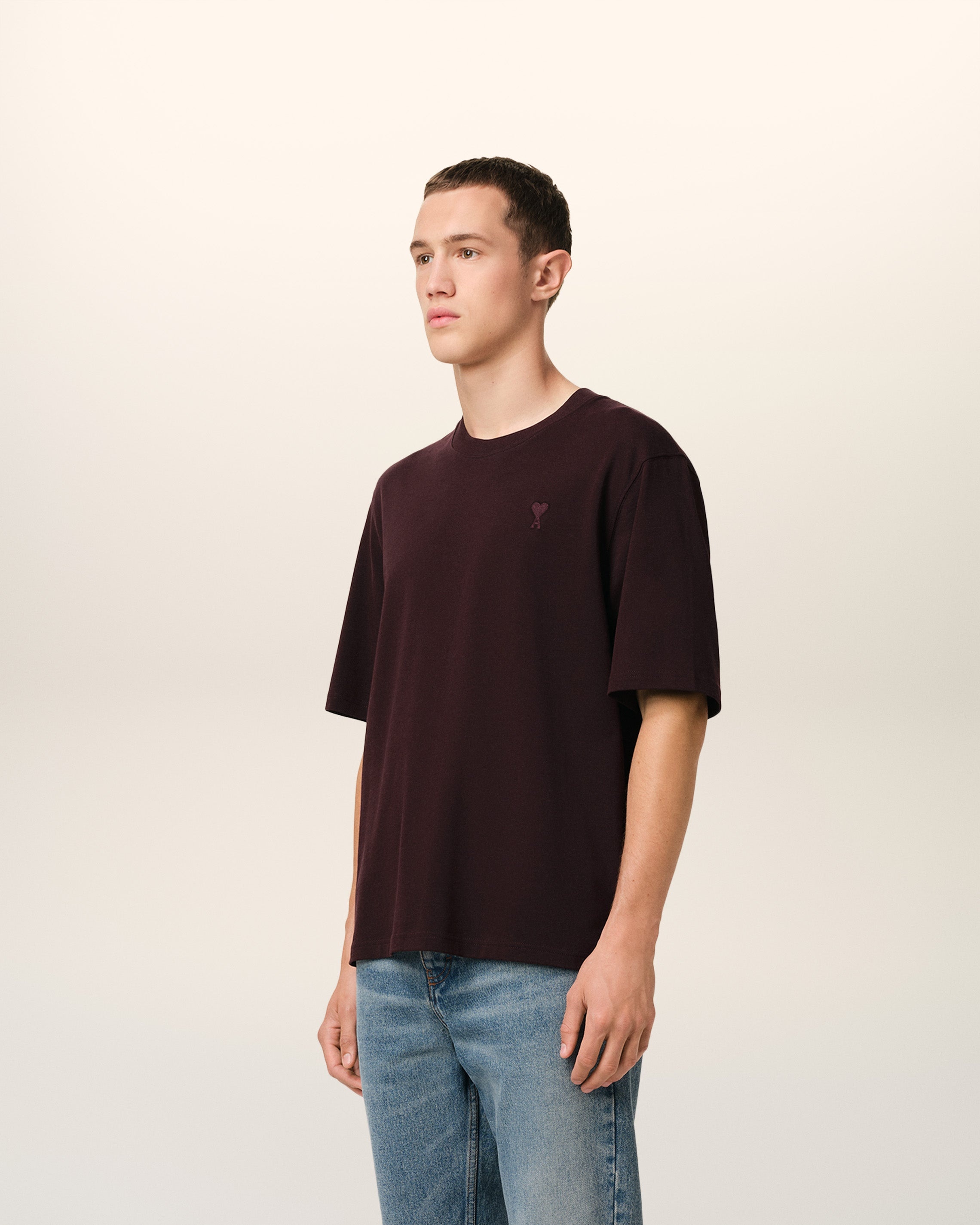 BURGUNDY COTTON TONAL AMI DE COEUR T-SHIRT - 6
