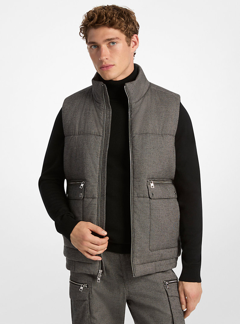 Houndstooth Cotton Puffer Vest 1