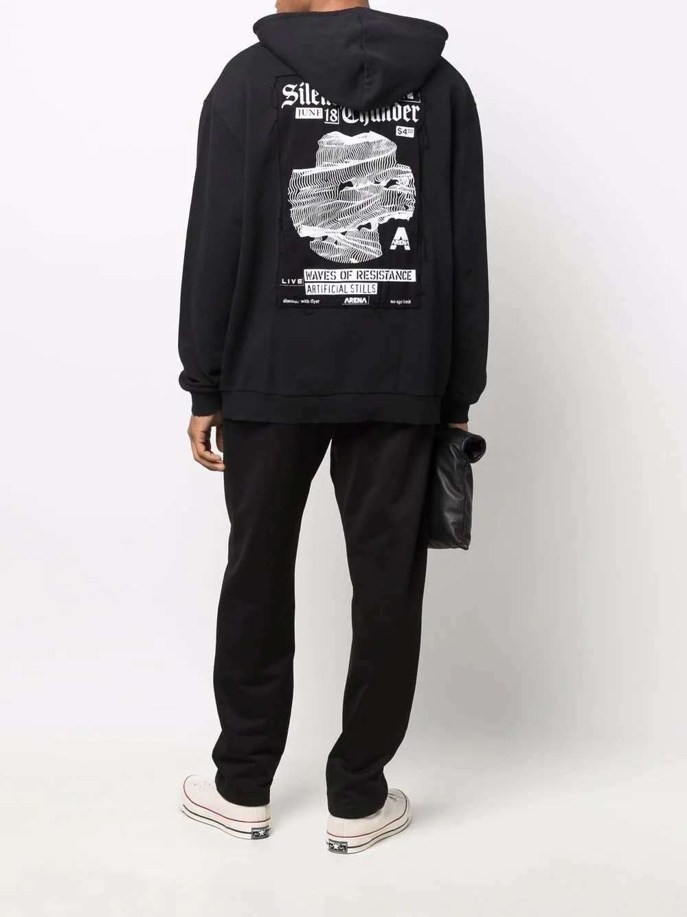 patch-detail long-sleeved hoodie - 2