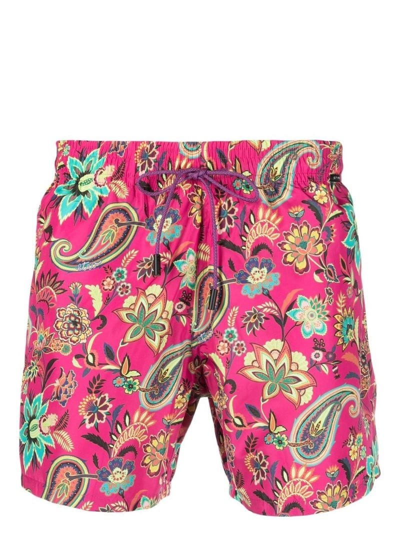 floral-print drawstring swim shorts - 1